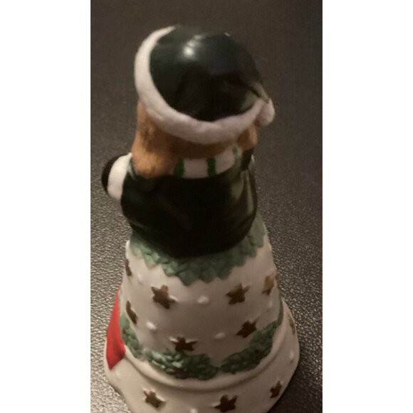 vintage small porcelain christmas bell dog on top 1980 china - Picture 4 of 5